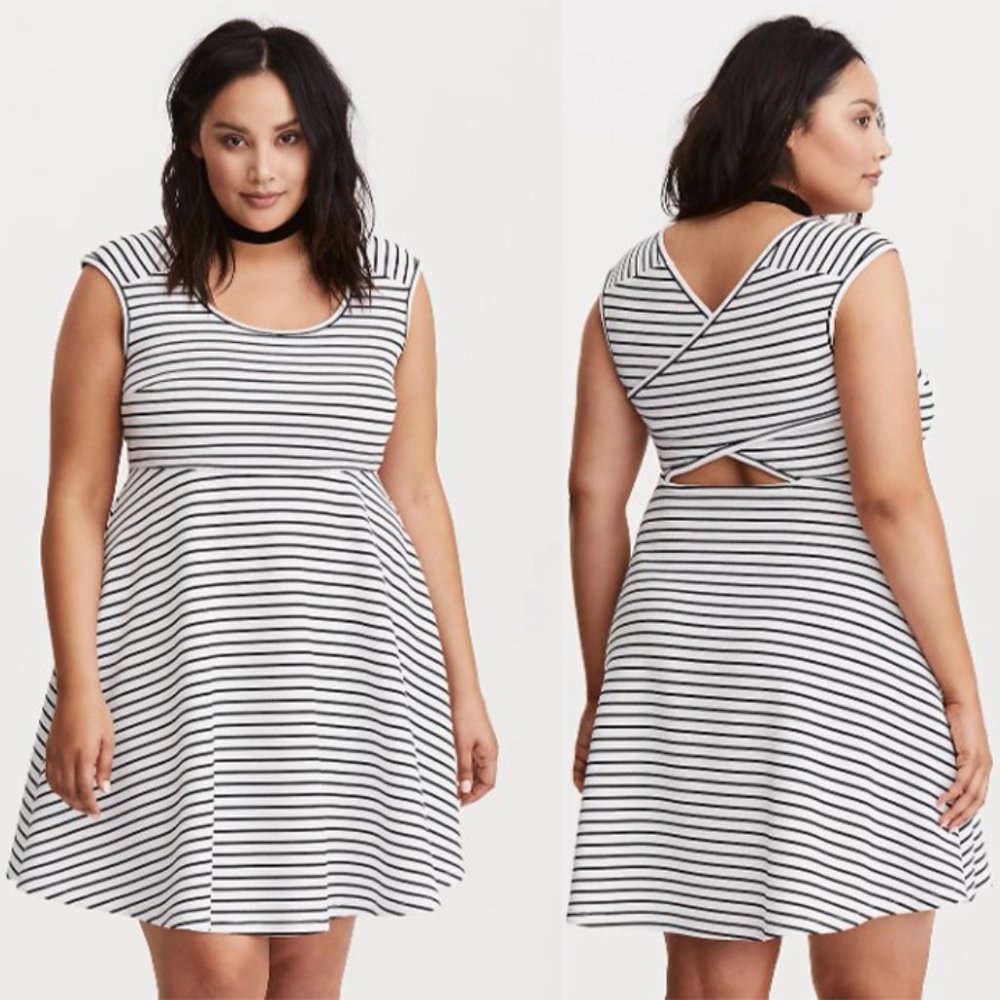 SOLD | Torrid Striped Cross Back Skater Dress
